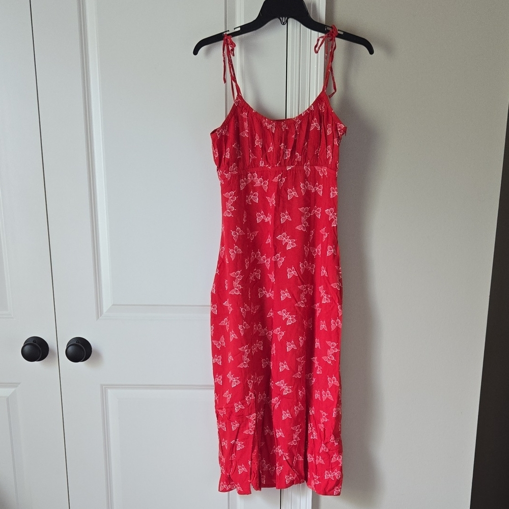 H&M Butterfly Pattern Slip Red Dress Size Small